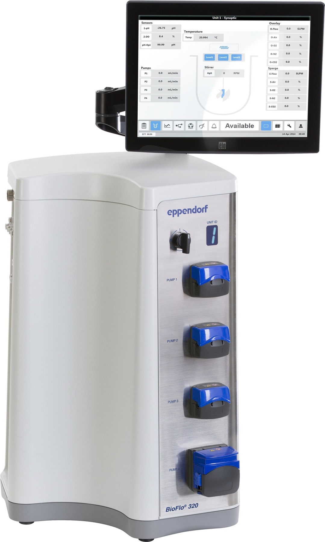 Starsza generacja stacji sterującej Eppendorf BioFlo 320 z monitorem HMI