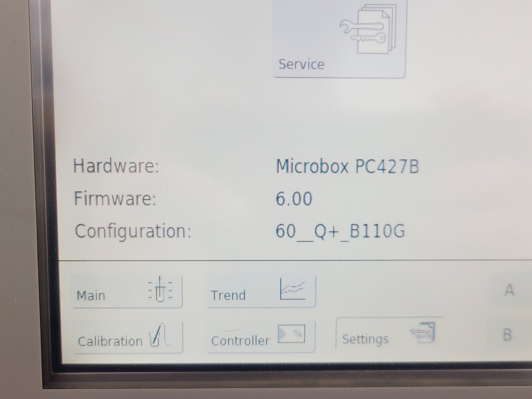 BIOSTAT Qplus — ekran Service z Microbox PC427B i firmware 6.00