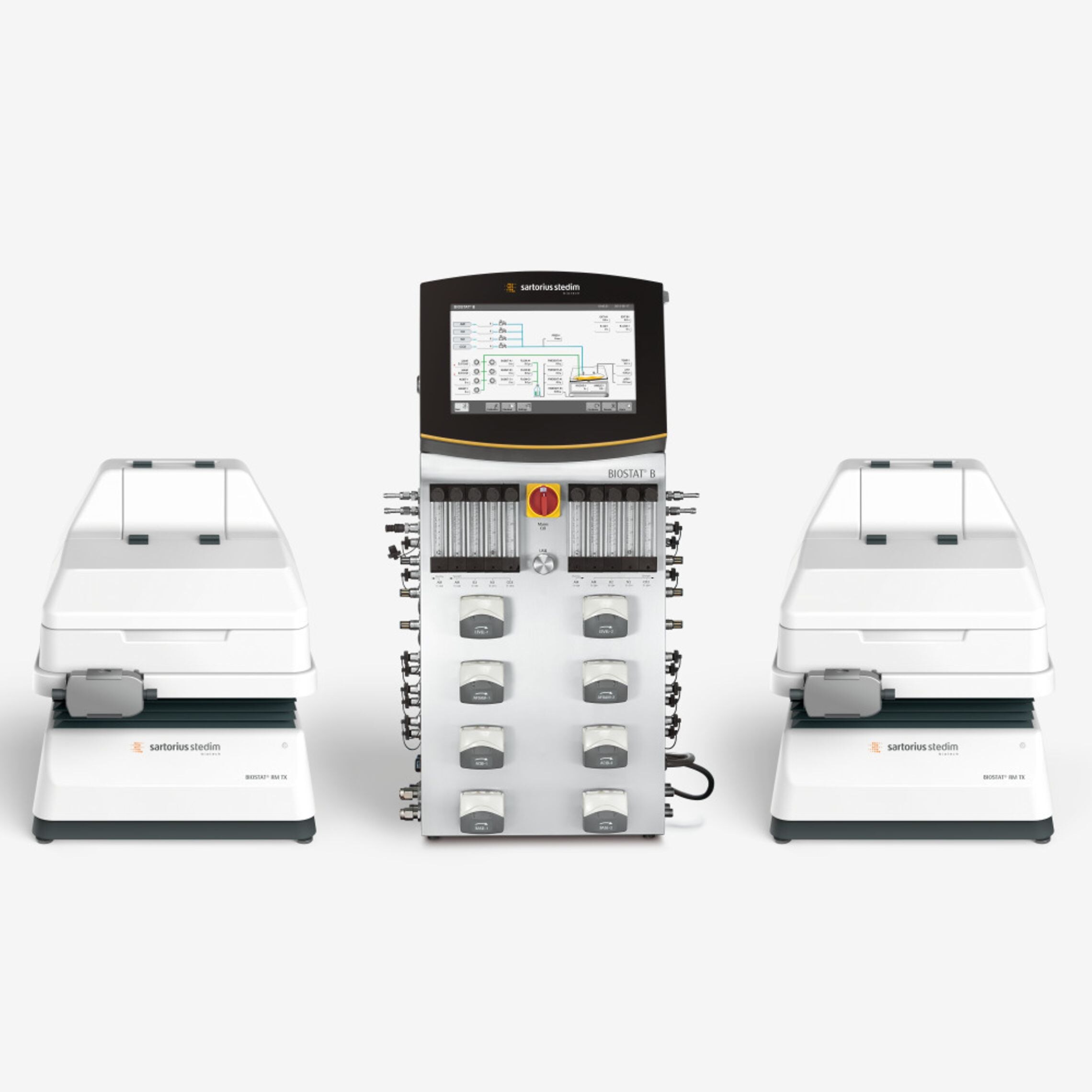 Konfiguracja Twin BIOSTAT RM TX z dwiema platformami i centralną wieżą sterującą
