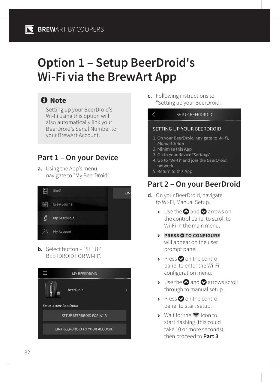 BrewArt App — konfiguracja Wi-Fi