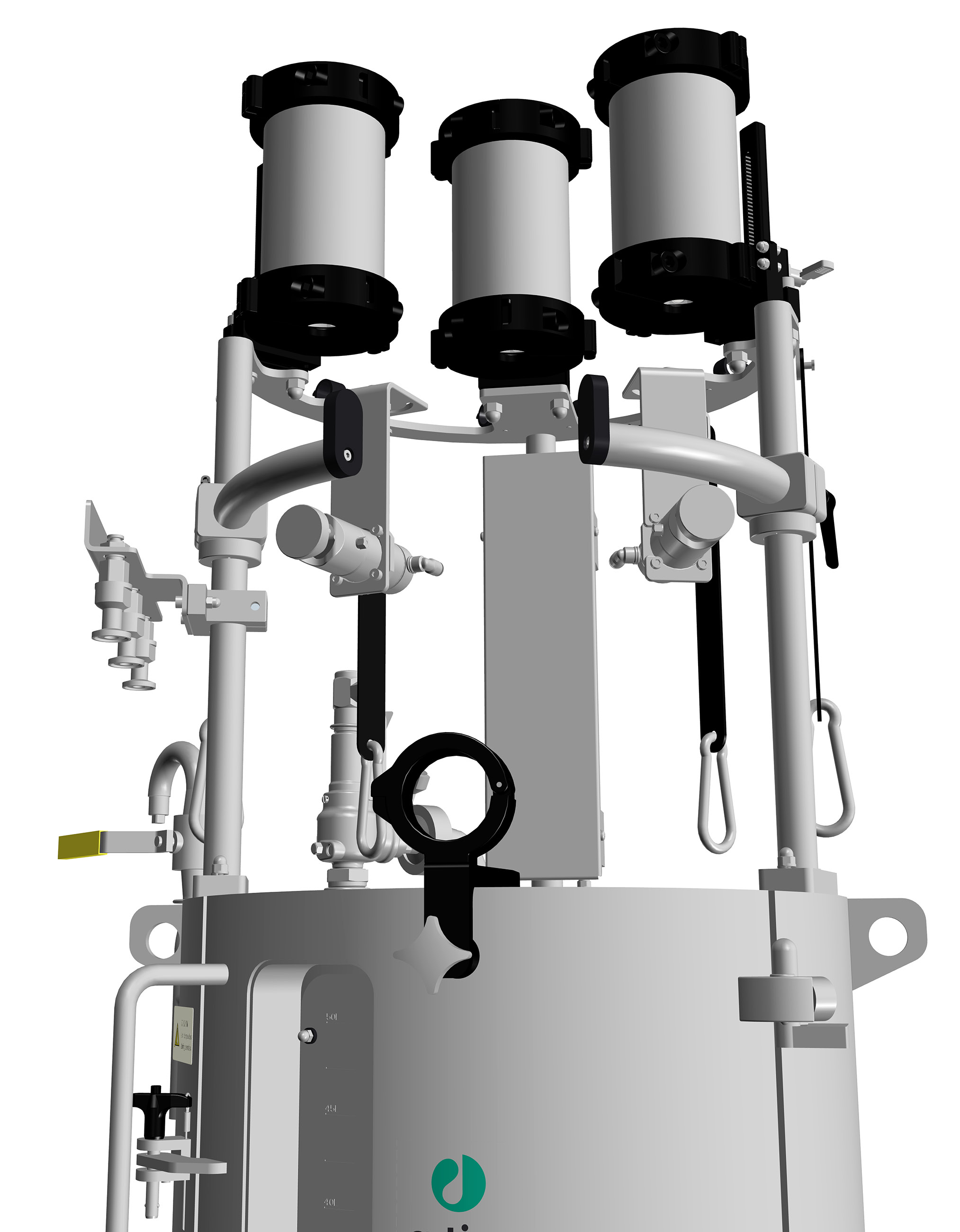 Górna rama naczynia X-200 z liniami i filtrami