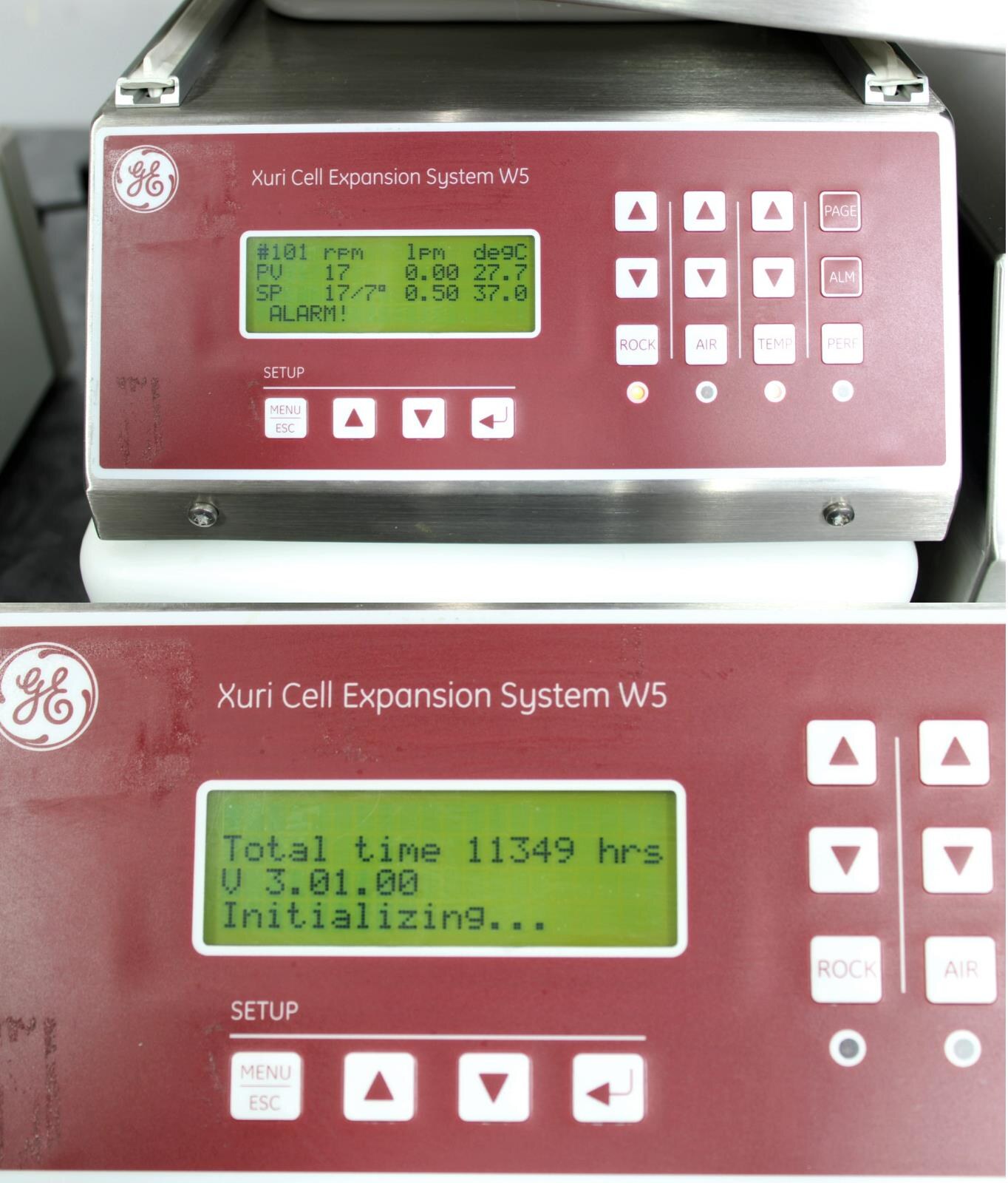 Panel operatorski GE Xuri W5 z polami rpm, przepływu i temperatury oraz klawiszami ROCK, AIR, TEMP i PERF