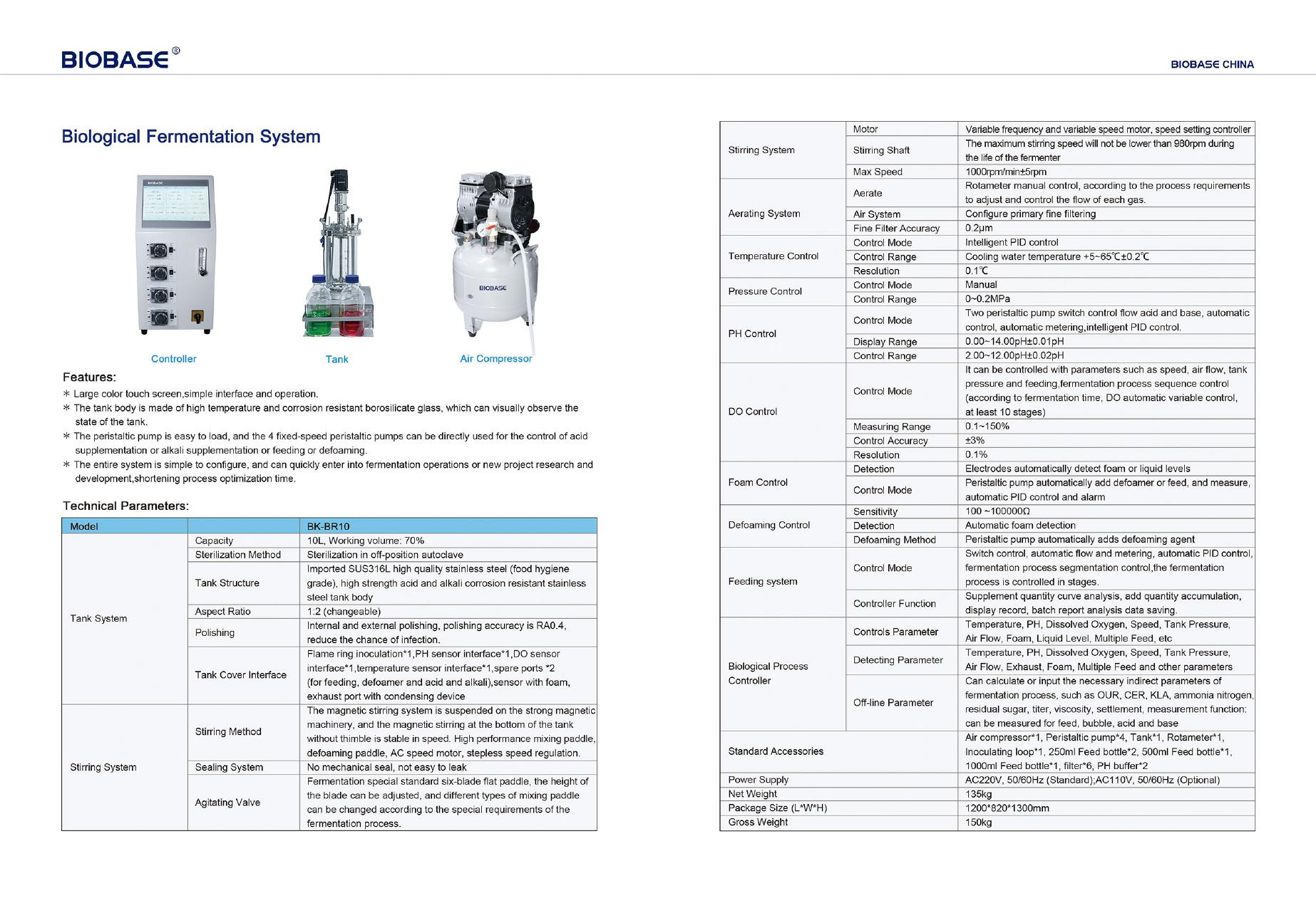 BIOBASE BK-BR10 Biological Fermentation System — strona oficjalnej dokumentacji technicznej.