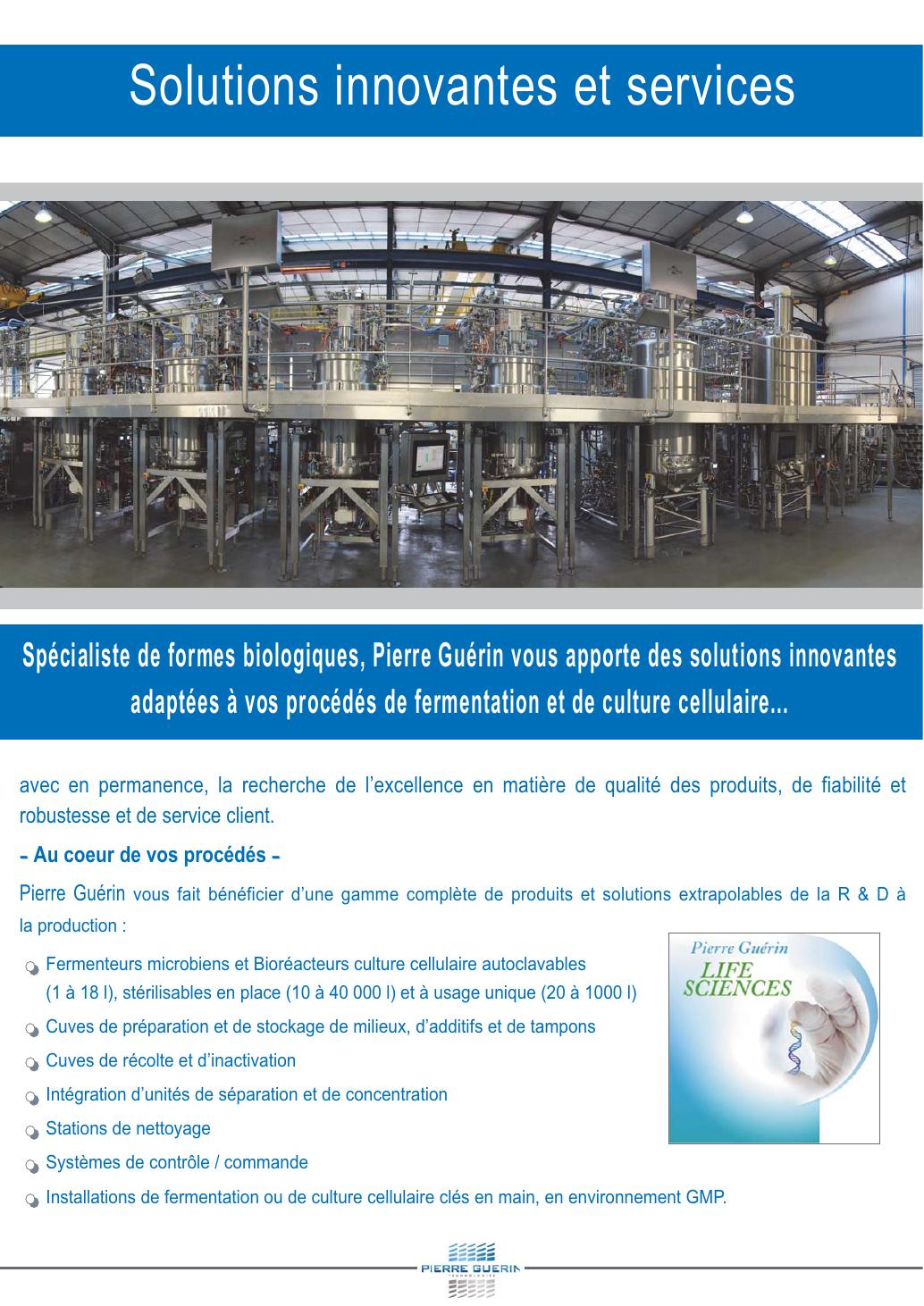 Pierre Guérin ICEM Turnkey Installations for Fermentation and Cell Culture — oficjalna strona karty technicznej lub broszury producenta.