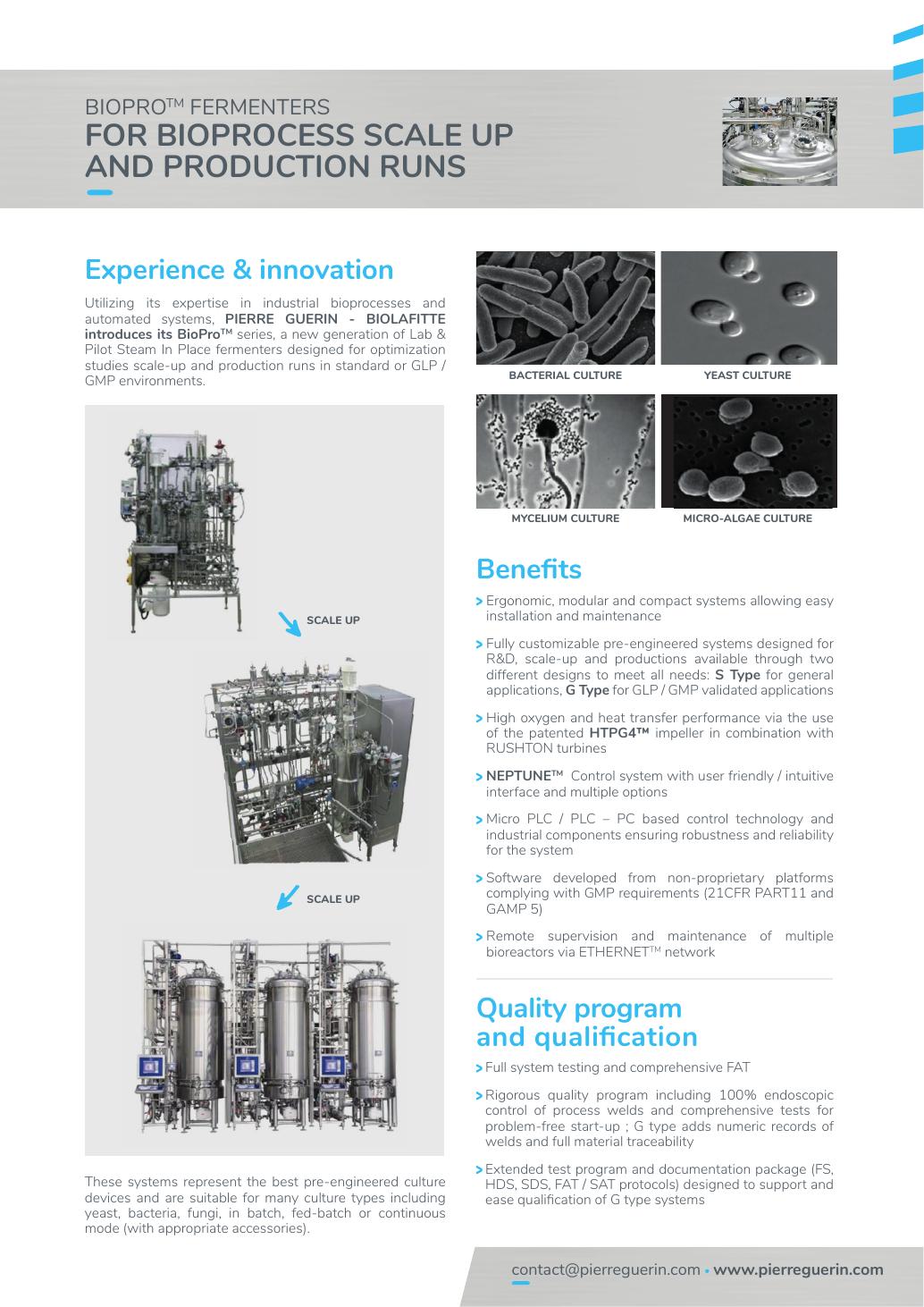 Pierre Guérin BIOPRO Lab & Pilot Series — oficjalna strona karty technicznej lub broszury producenta.