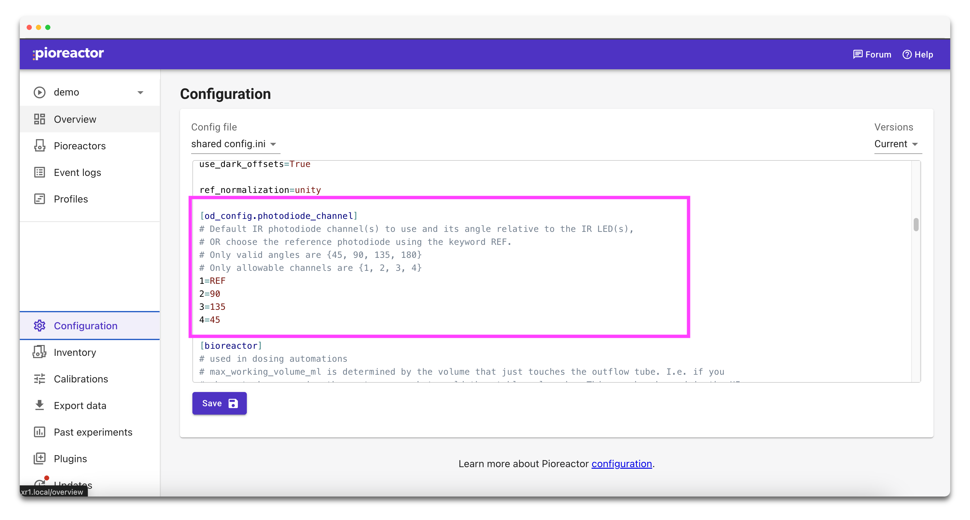 Konfiguracja kanałów XR w web UI