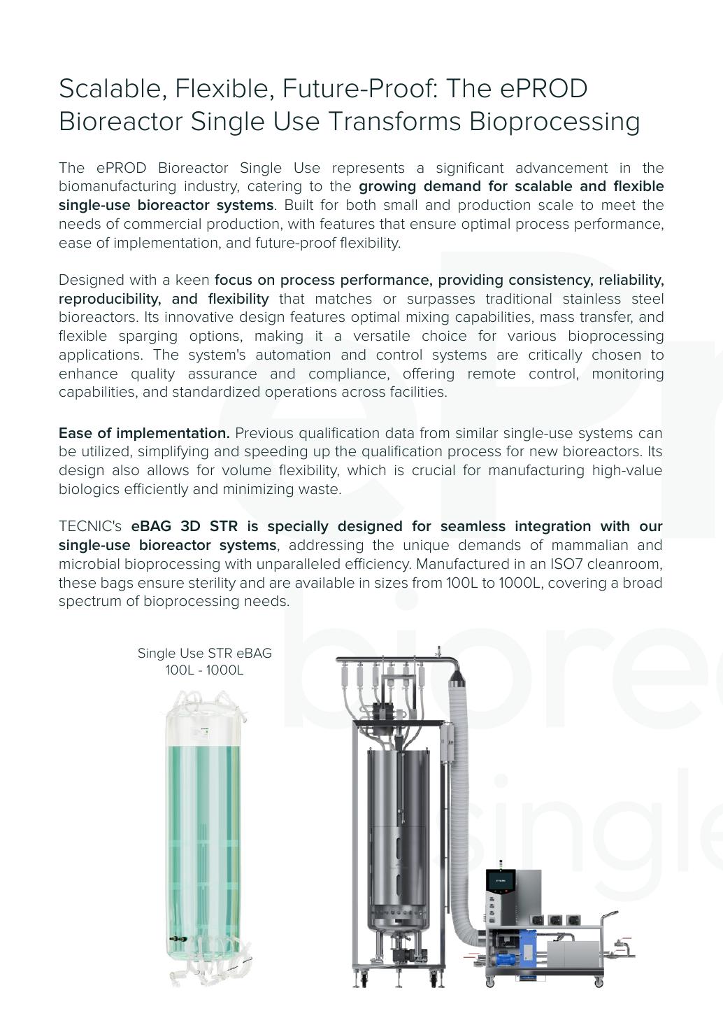 TECNIC ePROD Bioreactor SU — oficjalna plansza karty technicznej z urządzeniem, funkcjami lub rzeczywistym HMI.